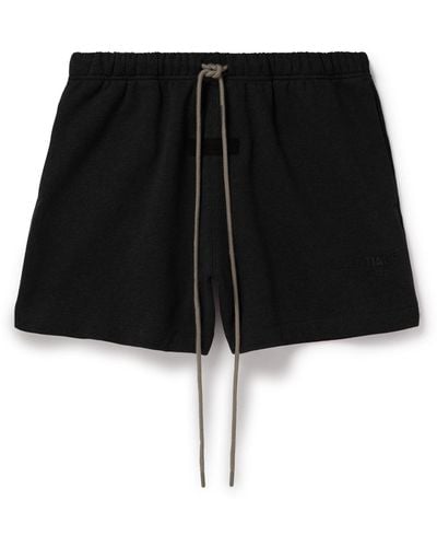 Fear Of God Wide-leg Logo-appliquéd Cotton-blend Jersey Drawstring Shorts - Black