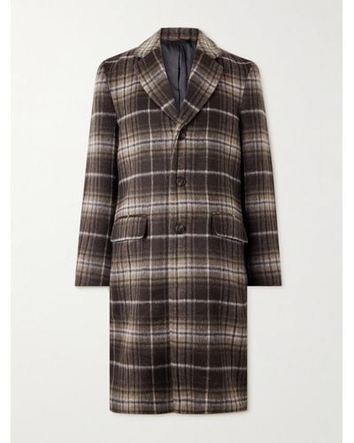 Saturdays NYC Morgan Checked Brushed Wool-blend Coat - Grey