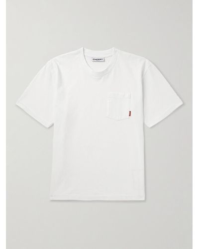 CHERRY LA Maglia in jersey di cotone tinta in capo con logo applicato - Bianco