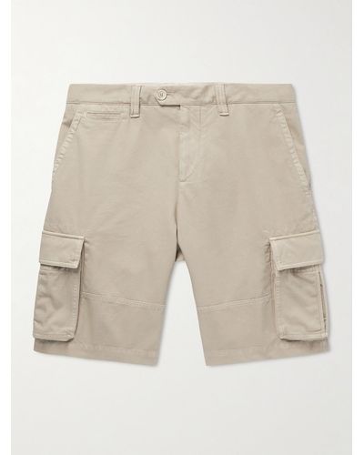 Brunello Cucinelli Straight-leg Cotton-gabardine Cargo Shorts - Natural