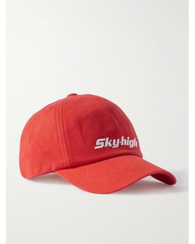 Sky High Farm Berretto da baseball in twill di cotone riciclato con logo ricamato - Rosso