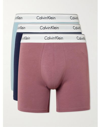 Calvin Klein Three-pack Stretch-cotton Boxer Briefs - Red