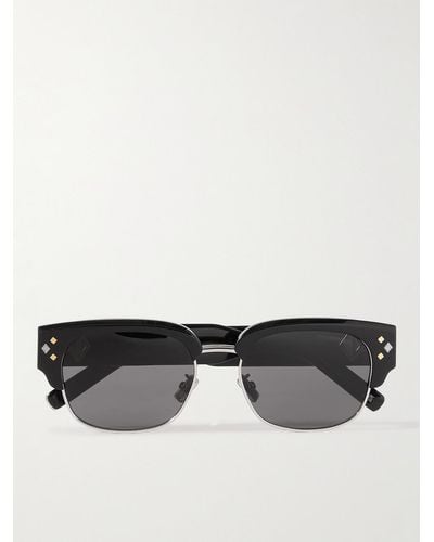 Dior Cd Diamond C1u D-frame Acetate And Silver-tone Sunglasses - Black