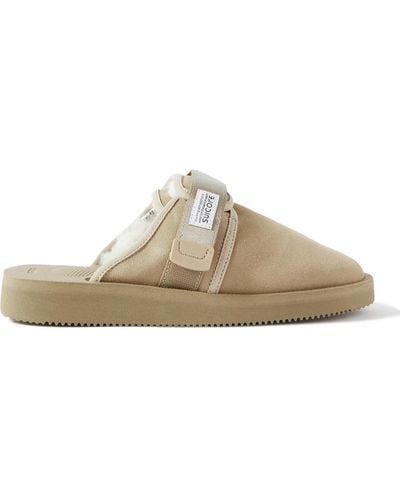 Suicoke Zavo-mab Shearling-lined Suede Mules - Brown