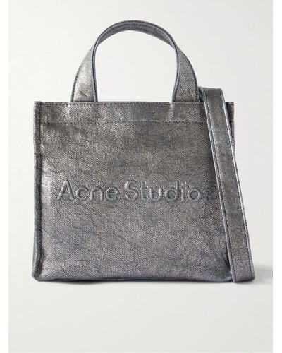 Acne Studios Logo-embossed Metallic Denim Tote Bag - Grey