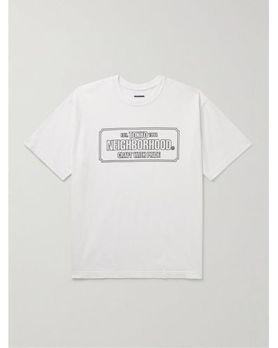 Neighborhood T-Shirt aus Baumwoll-Jersey mit Logoprint - Weiß