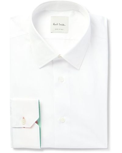 Paul Smith Slim-fit Cutaway-collar Cotton-poplin Shirt - White