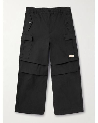 Marni Wide-leg Cotton-blend Gabardine Cargo Trousers - Black