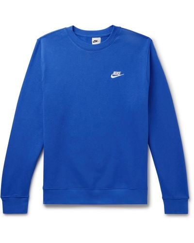 Nike Sportswear Club Logo-embroidered Cotton-blend Tech Fleece Sweatshirt - Blue