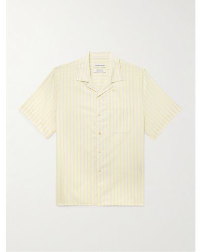A Kind Of Guise Gioia Slim-fit Convertible-collar Striped Cotton-voile Shirt - Natural