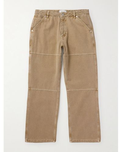 FRAME Straight-leg Panelled Cotton-canvas Trousers - Natural