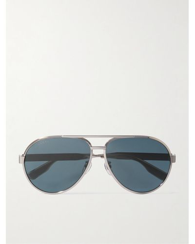 Gucci Silberfarbene Pilotensonnenbrille - Blau