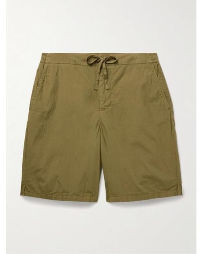 Frescobol Carioca Sergio Straight-leg Cotton-blend Seersucker Drawstring Shorts - Green