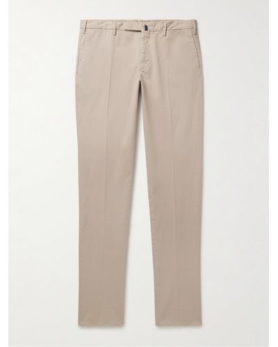 Incotex Venezia 1951 Slim-fit Straight-leg Cotton-blend Twill Trousers - Natural