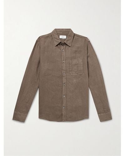 MR P. Garment-dyed Linen Shirt - Brown