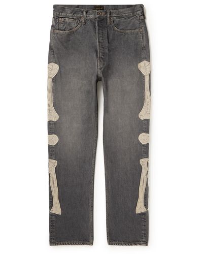 Kapital Slim-fit Embroidered Denim Jeans - Gray