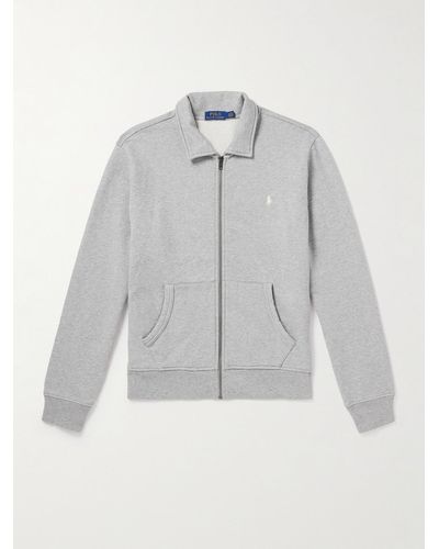 Polo Ralph Lauren Logo-embroidered Jersey Zip-up Sweatshirt - Grey