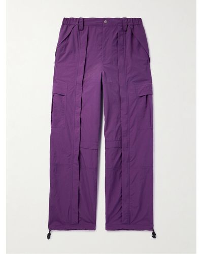 Gucci Straight-leg Logo-embroidered Nylon-ripstop Cargo Trousers - Purple