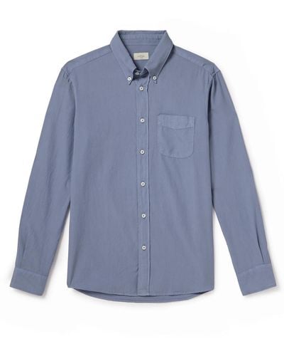 Altea Ivy Button-down Collar Washed Lyocell And Cotton-blend Twill Shirt - Blue