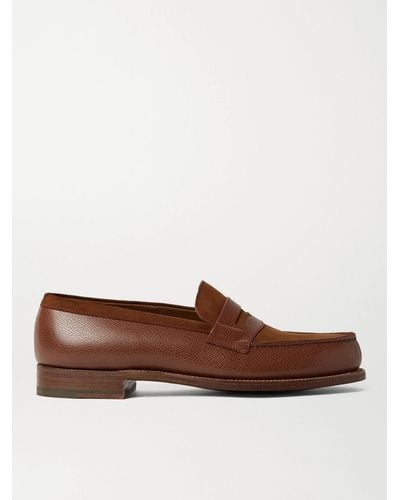 J.M. Weston 180 The Moccasin Full-grain Leather And Suede Penny Loafers - Brown