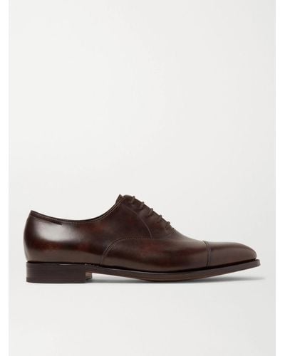 John Lobb City Ii Burnished-leather Oxford Shoes - Brown