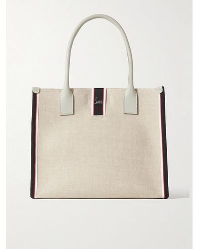 Christian Louboutin Nastroloubi Leather And Webbing-trimmed Canvas Tote - Natural