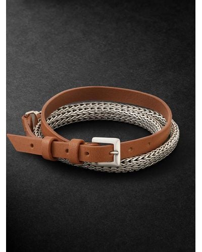 John Hardy Icon Silver And Leather Wrap Bracelet - Black