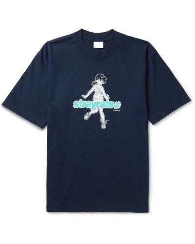 Stray Rats Logo-print Cotton-jersey T-shirt - Blue