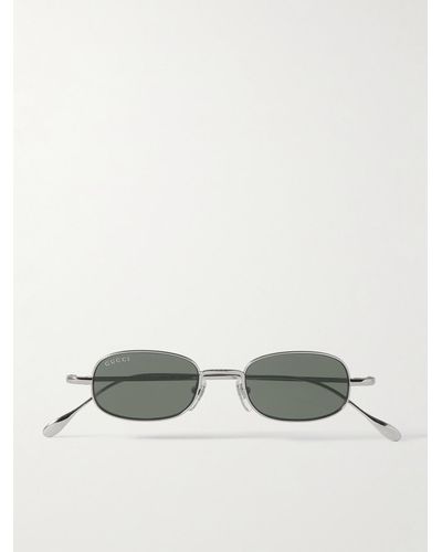 Gucci Rectangular-frame Silver-tone Sunglasses - Metallic