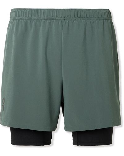 On Shoes Pace Straight-leg Layered Cleancloud® Shorts - Green