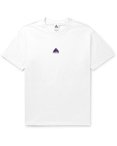 Nike Acg Logo-embroidered Jersey T-shirt - White