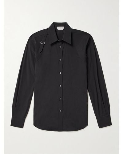 Alexander McQueen Hemd aus Popeline aus einer Baumwollmischung mit Gurt - Schwarz