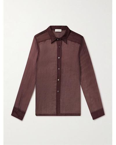 Dries Van Noten Iridescent Washed Silk-crepon Shirt - Purple