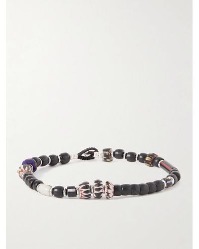 Mikia Silver And Cord Beaded Bracelet - Metallic