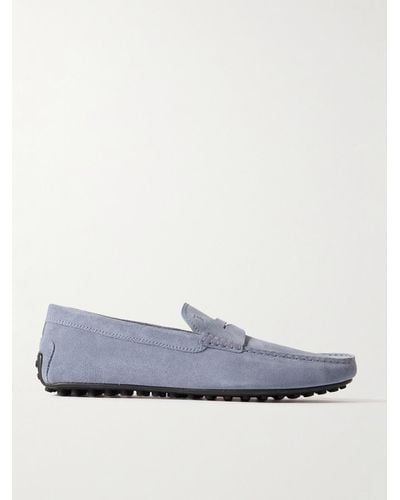 Tod's City Gommino Logo-debossed Suede Driving Shoes - Blue