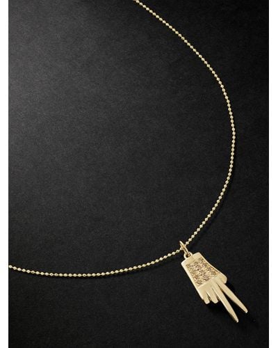 Sydney Evan Man Peace Gold Diamond Pendant Necklace - Black