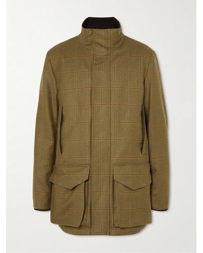 James Purdey & Sons Checked Herringbone Wool-blend Tweed Coat - Brown