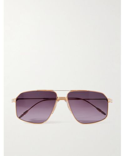 Jacques Marie Mage Jagger Aviator-style Gold- And Silver-tone Sunglasses - Purple