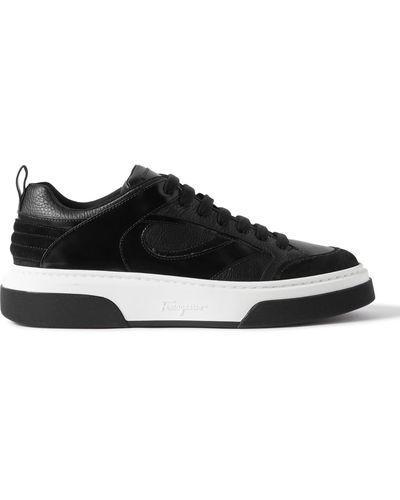 Ferragamo Logo Leather Sneakers - Black