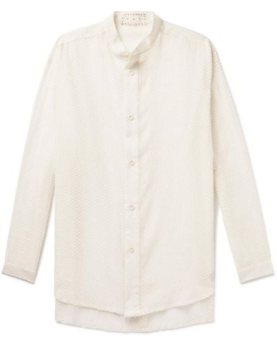 SMR Days Tulum Grandad-collar Fil-coupé Cotton Shirt - White