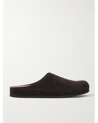Common Projects Logo-debossed Suede Clogs - White