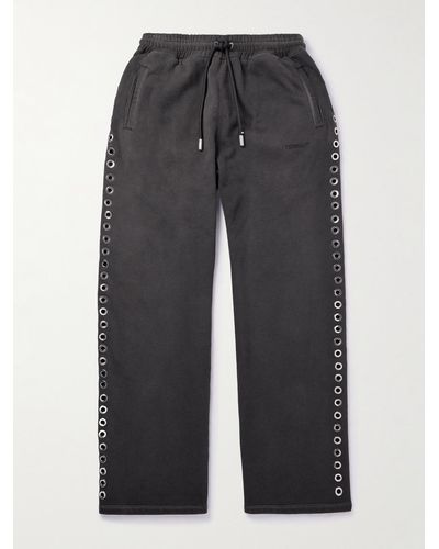 Off-White c/o Virgil Abloh Straight-leg Embroidered Embellished Cotton-jersey Sweatpants - Grey