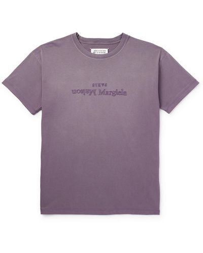 Maison Margiela Logo-embroidered Cotton-jersey T-shirt - Purple