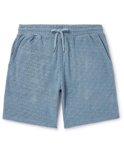 Frescobol Carioca Augusto Copacabana Straight-leg Jacquard Cotton-terry Shorts - Blue