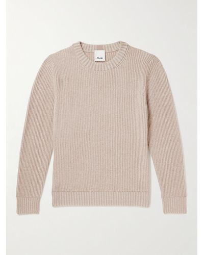 Allude Ribbed Stretch-cashmere Jumper - Natural