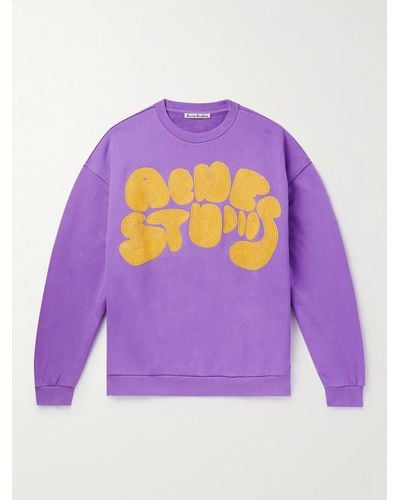 Acne Studios Oversized Logo-embroidered Organic Cotton-jersey Sweatshirt - Purple