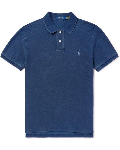 Polo Ralph Lauren Logo-embroidered Cotton-piqué Polo-shirt - Blue