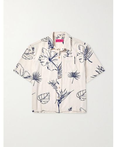 The Elder Statesman Hemd aus Twill aus einer Baumwoll-Seidenmischung mit Blumenprint - Natur