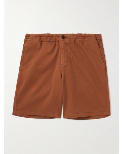 MR P. Straight-leg Garment-dyed Organic Cotton-blend Twill Shorts - Brown
