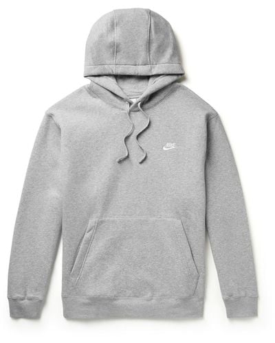 Nike Sportswear Club Logo-embroidered Cotton-blend Jersey Hoodie - Gray